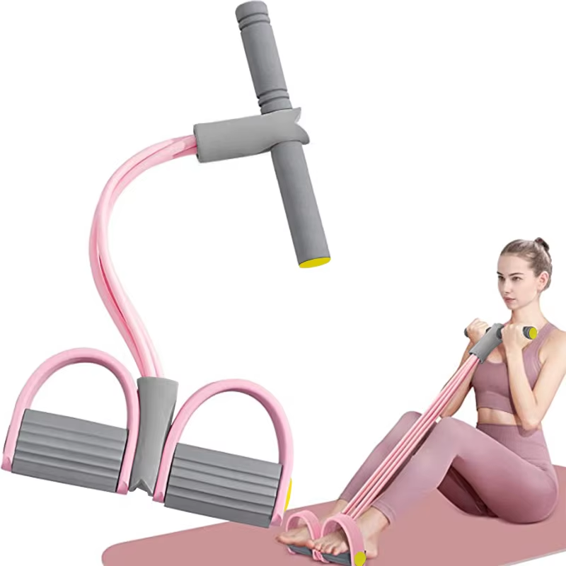 Yoga Fitness Stretching Strap - สายยางยืดออกกำลังกาย 4 เส้น พร้อมที่จับแบบเหยียบ สำหรับฝึกกล้ามเนื้อหน้าท้อง เอว