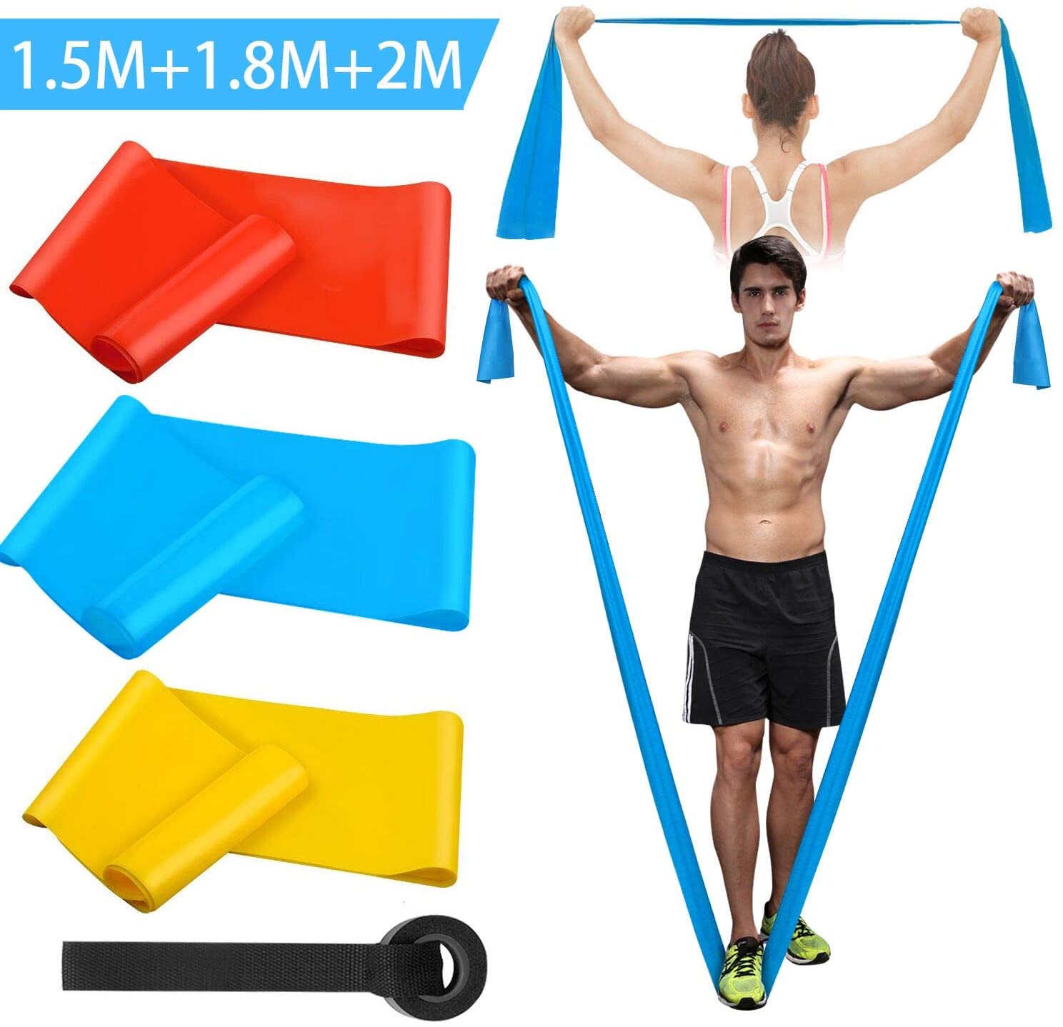 Yoga Fitness Stretching Strap - วงออกกําลังกายยืดหยุ่น 3 ชิ้นวงต้านทานยืดหยุ่นเทปออกกําลังกายโยคะพิลาทิส Crossfit ยืดกล้ามเนื้อออกกําลังกายอุปกรณ์