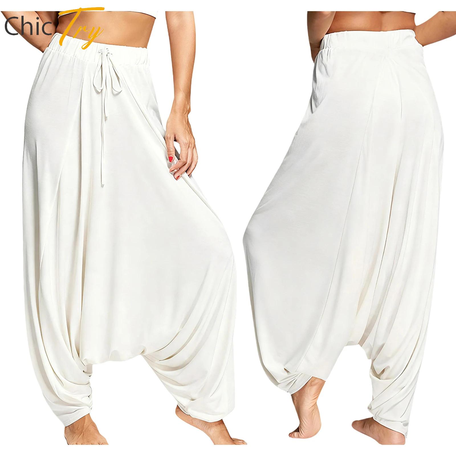 Yoga Fitness Holiday - กางเกงโยคะผู้ใหญ่สีพื้นผ้าสเตรชทรงหลวมสำหรับผู้หญิง เหมาะสำหรับใส่เล่นพิลาทิส ออกกำลังกาย วันหยุด และเดินป่า
