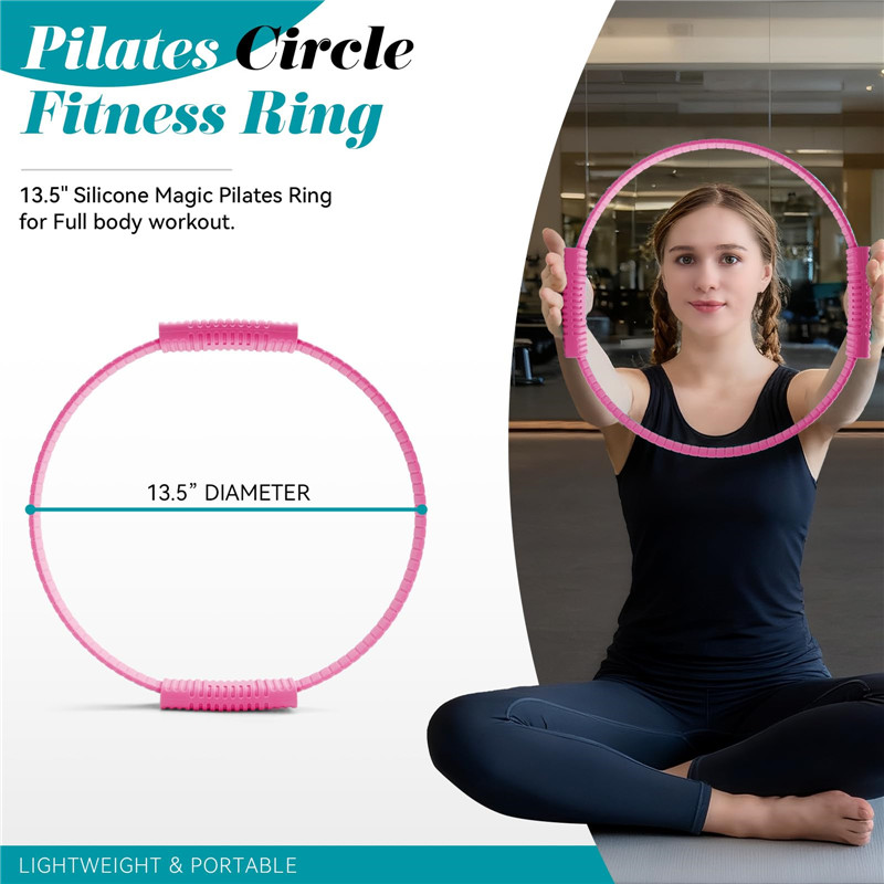 Pilates Ring Circle - วงแหวนโยคะซิลิโคนแบบมีหูจับสองข้าง เป็นมิตรกับสิ่งแวดล้อม สีชมพู รับผลิตแบบ OEM